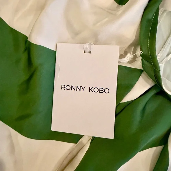 Ronny Kobo Chantell Diagonal Striped Halterneck Maxi Dress
